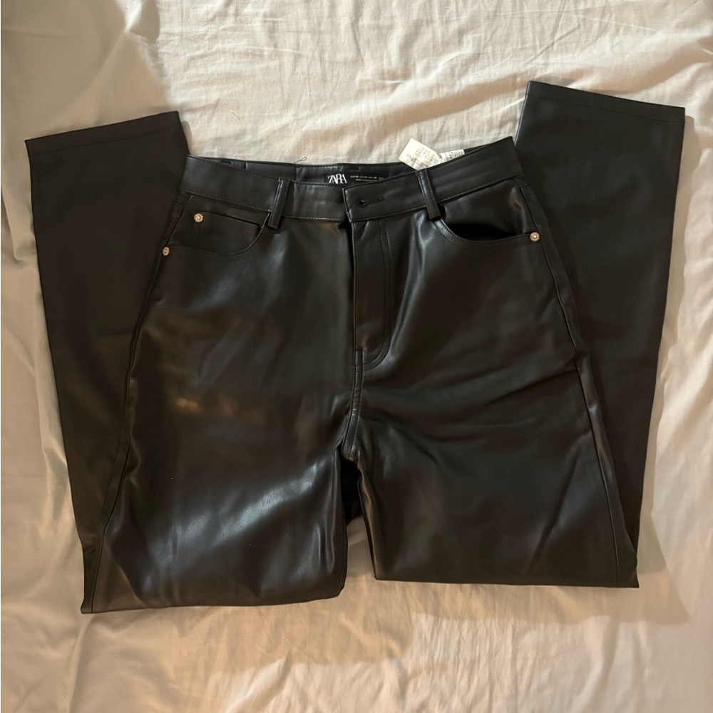 Zara Black Leather Pants